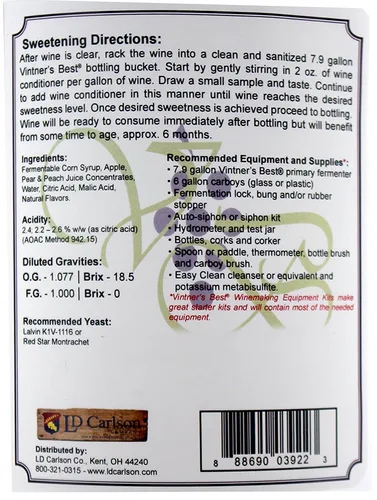 Vista 2 de Vintners Best Fruit Wine Base - Melocotón, 128 onzas