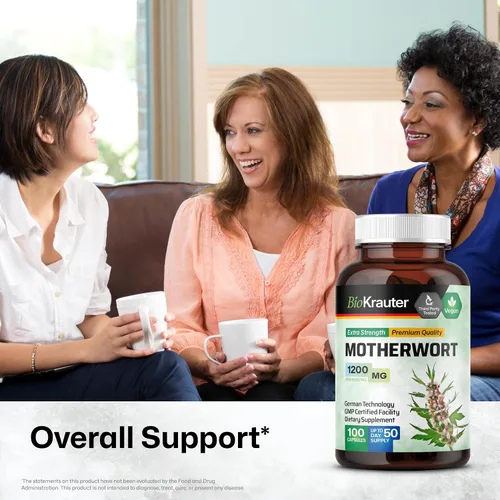 Vista 2 de BIO KRAUTER Suplementos de perimenopausia y menopausia para mujeres* - Cápsulas veganas de agripalma de 1200 mg/porción suministro para 50 días