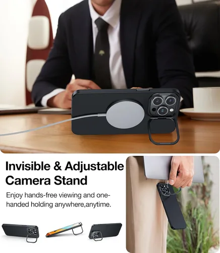 Vista 6 de TORRAS Funda magnética de ajuste delgado para iPhone 15 Pro [compatible con MagSafe] [Soporte de cámara] [Ultra delgada y ultradelgada] Funda mate