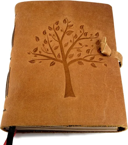 Vista 10 de Diario de cuero con páginas forradas, diseño encuadernado en piel para mujeres y hombres (5 x 7 pulgadas), cuaderno forrado con hojas con líneas