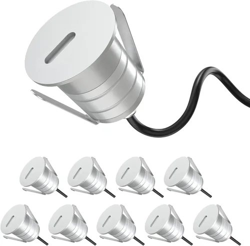 Vista 8 de Luces LED empotrables para escalón de cubierta, 12 V CA/CC 3000 K LED de bajo voltaje, IP67 impermeable 1 W Mini en el suelo para jardín, césped