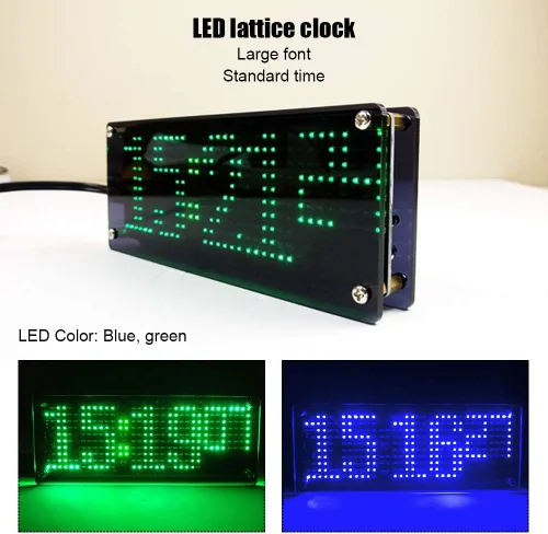 Vista 3 de Kit de reloj digital LED compacto, kit de reloj electrónico de celosía digital de 5 V con apariencia acrílica con aviso de temperatura