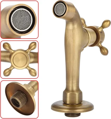 Vista 6 de Europeo montado en la pared vintage G1/2 "grifo de latón sólido solo cinta de agua fría para fregadero de cocina fregona piscina (L)