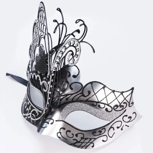 Vista 9 de Antifaz con diseño de mariposa veneciana misteriosa para fiesta de Halloween