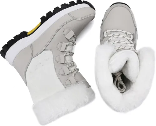 Vista 5 de COOJOY - Botas de nieve a media caña, peludas, e impermeables de mujer para el invierno