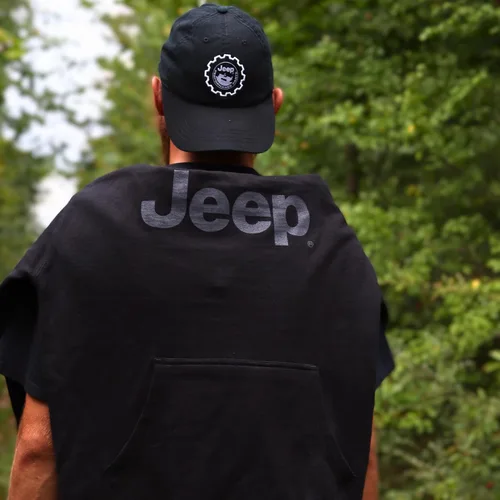 Vista 6 de Jeep - Sudadera con capucha y texto para hombre, con bolsillo frontal, color negro, Negro