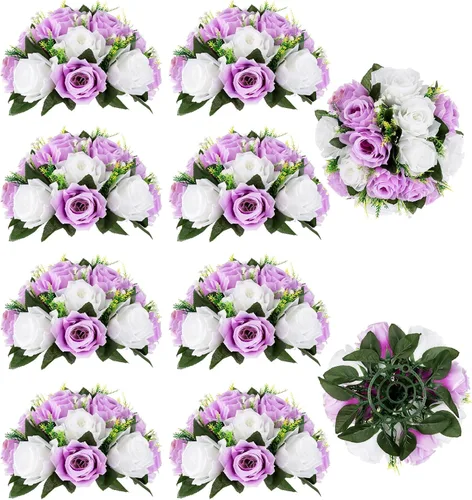 Vista 21 de BLOSMON Bolas de Flores para Bodas, Centros de Mesa de Rosas, 2 Piezas, Flores Artificiales Negras, Bolas Florales Colgantes, Decoración de Arreglos