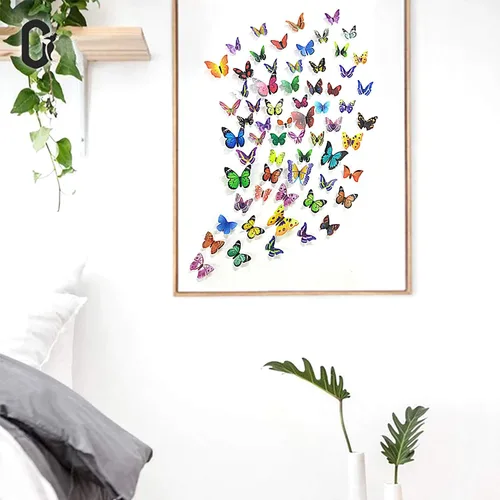 Vista 6 de PARLAIM 104 calcomanías de pared de mariposas 3D para pared, mariposas 3D, decoración de mariposas, decoración de mariposas, calcomanías murales