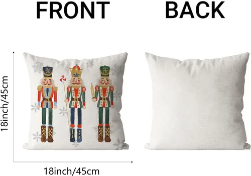 Vista 5 de AOFANGGO Funda de almohada de Navidad de 18 x 18 pulgadas, diseño de cascanueces, decoración de vacaciones, funda de cojín para cama, silla, sofá