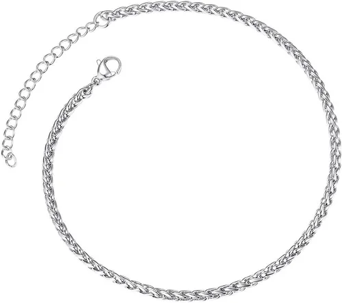 Vista 16 de ChainsPro - Pulsera de tobillo ajustable para mujer y hombre, estilos fígaro, trigo, bizantina, espiga, cubano, con cierre resistente, chapada