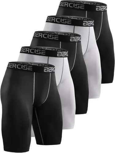 Vista 6 de Paquete de 5 pantalones cortos de compresión para hombre, ropa interior de compresión para hombre, ropa interior atlética de elastano, para correr