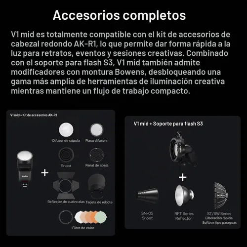 Vista 9 de GODOX V1 Mid S Godox Flash para Sony, 7.2V/2200mAh TTL 55Ws Flash de cabeza