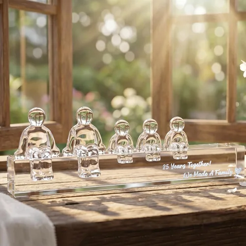 Vista 10 de Ornalrist Regalos de cristal de aniversario de boda de plata para esposa, 25 años juntos hicimos un recuerdo de decoración de cristal familiar