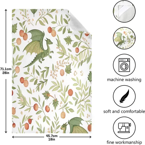 Vista 3 de Juego de 4 paños de cocina medievales con diseño de dragones medievales, ultra suaves, absorbentes, toallas de cocina, toallas de mano, paños