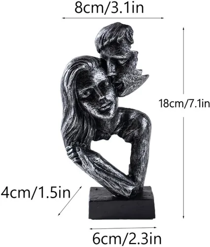 Vista 2 de Couple Figure Sculpture Decorative Couple Hug Figure Distressed Statue for Art Lovers, Bookshelf, Desk, Bronze, Small