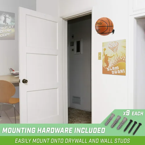 Vista 4 de GoSports Soporte de pared para pelotas deportivas (baloncesto, pelotas de fútbol, fútbol), paquete de 3