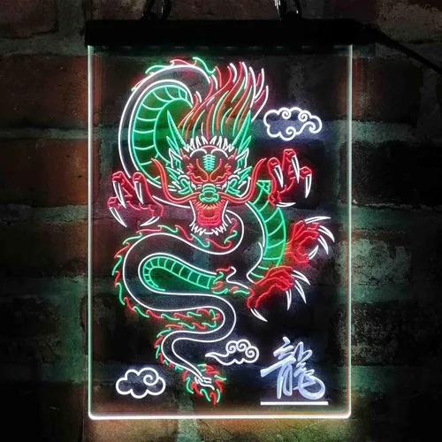 Vista 12 de ADVPRO Dragón chino en la nube palabra tricolor LED neón signo verde y rojo y amarillo 7.9 x 12.6 pulgadas st9s23-i3225-gry