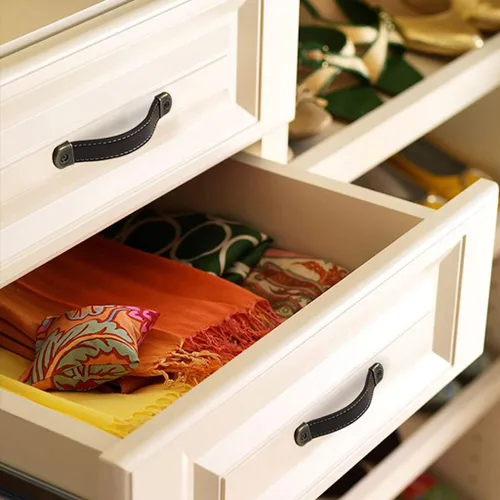 Vista 7 de Tiradores de cuero para cajones con hoja de hierro, capacidad de carga mejorada, 6 unidades, tiradores de caja de madera, caja de regalo, tiradores