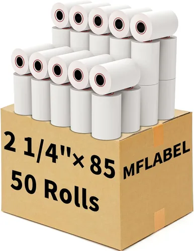Vista 23 de MFLABEL 2 rollos de 0,6 cm x 15,2 metros de papel térmico para caja registradora, POS, Papel de recibo para tarjeta de crédito, 5 rollos