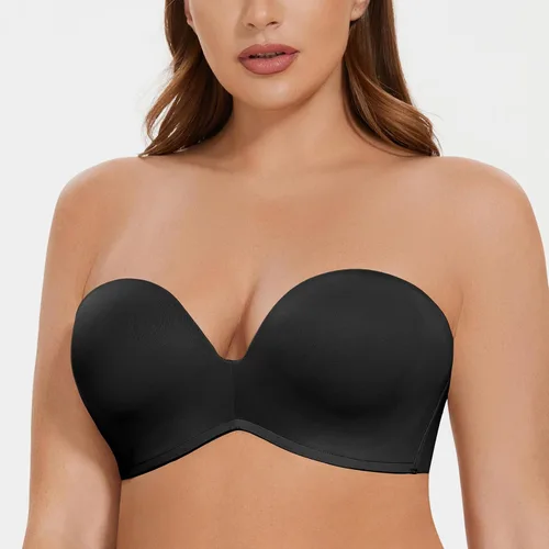 Vista 3 de MELENECA Brasier sin varillas para mujer, ligeramente acolchado, con soporte antideslizante, sin tirantes