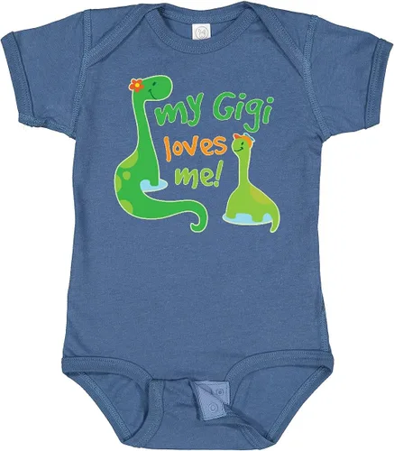 Vista 23 de inktastic My Gigi Loves Me Grandson - Body de dinosaurio para bebé 0020 Blanco