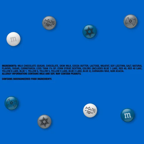 Vista 3 de M&M'S Bar Mitzvah - Caramelo de chocolate con leche, azul, plateado, blanco, bolsa a granel de 2 libras