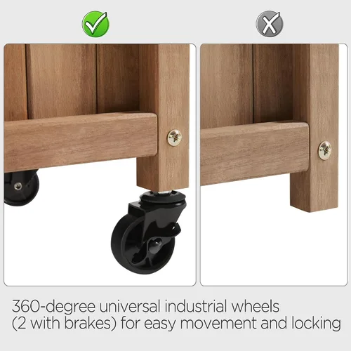 Vista 3 de Topeakmart Cama de jardín elevada con enrejado de 50 pulgadas con ruedas