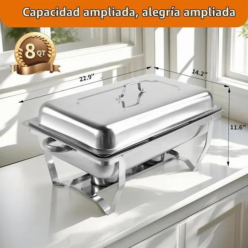 Vista 2 de Juego de Platos de Roce para Buffet de Jacgood, Platos de Roce de 8QT de Alta Calidad para Buffet, Juegos de Platos de Roce y Calentadores de Buffet