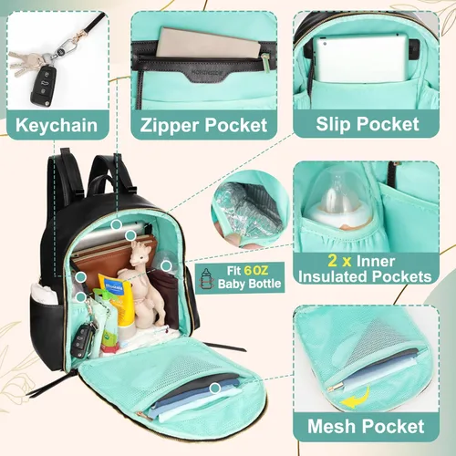 Vista 2 de Mini mochila para pañales, bolsas organizadoras de bolsas de pañales Momin, bolsa de pañales pequeña, mini bolsa de pañales, organizadores de bolsas