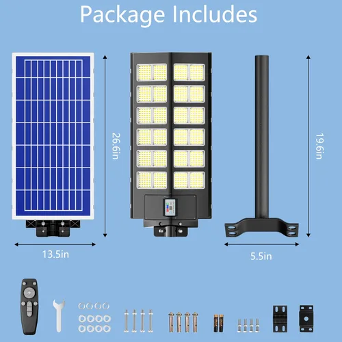 Vista 8 de Paquete de 1 luz solar de calle – 9000 W luces de calle al aire libre 260000LM del atardecer al amanecer luz de estacionamiento de energía solar