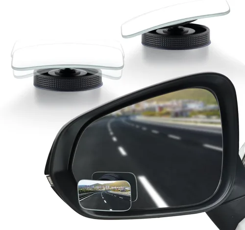 Vista 9 de LivTee Espejo de punto ciego para vehículo, con forma de ventilador asimétrico, vidrio HD sin marco, espejo retrovisor convexo con gran ángulo En