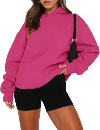 Vista 30 de onlypuff Sudadera casual con capucha para mujer, de manga larga, con bolsillo de canguro, hombro caído