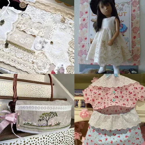 Vista 5 de Cinta de algodón de 7 yardas con ojales para costura, vestidos, ropa de bebé, bolsos, ropa para mascotas, 3.2 pulgadas
