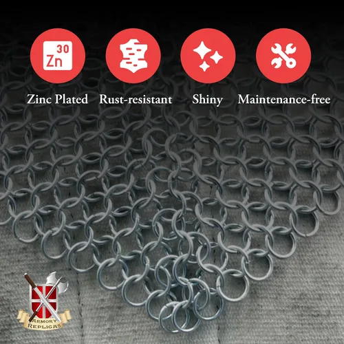 Vista 5 de Armory Replicas Armadura medieval Coif de Chainmail, 18.75 pulgadas