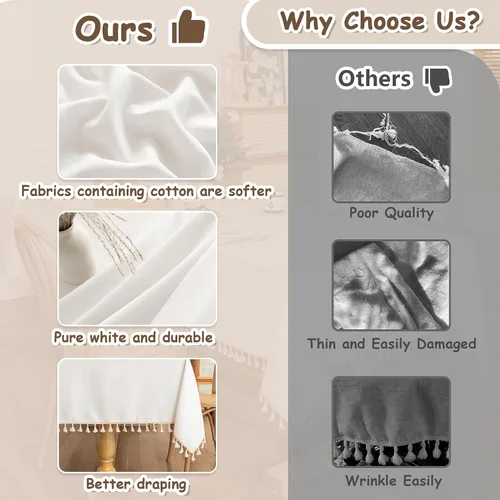 Vista 4 de MYSKY HOME - Mantel para mesa rectangular, impermeable, manteles de algodón suave para interior/exterior, mantel sin arrugas para mesa rectangular