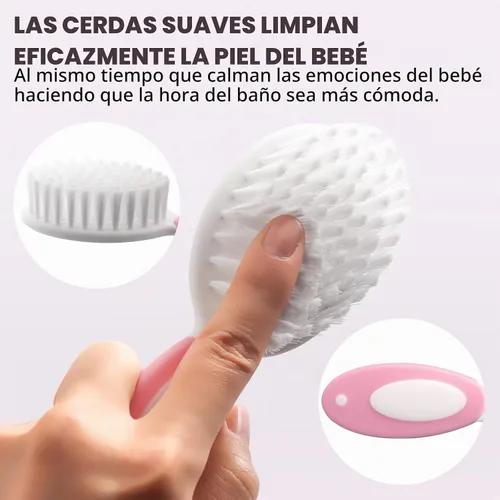 Vista 3 de Juego de aseo para bebés, juego de cuidado de la salud del bebé, cepillo de cerdas suaves, juego de 3 piezas para el cuidado del bebé, cepillo y 3