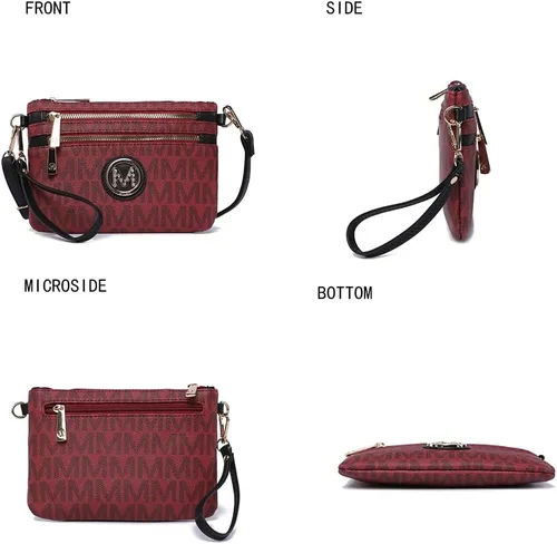 Vista 5 de MKF - Bolso cruzado para mujer, correa para la muñeca, bolso de hombro de piel sintética, bolso de bolsillo pequeño, color negro