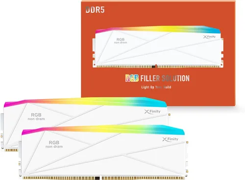 Vista 3 de V-Color Manta XFinity DDR5 RGB - Solución de llenado - 2 módulos - 0 GB de RAM - Compatible con Intel/AMD - Blanco con barra de luz