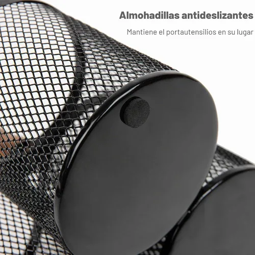 Vista 2 de Mind Reader Organizador de Utensilios, Organizador de Cubiertos, Caddy, Soporte de Cubiertos, Cocina, Malla Metálica, 19.1 cm de L x 19.1 cm de A x