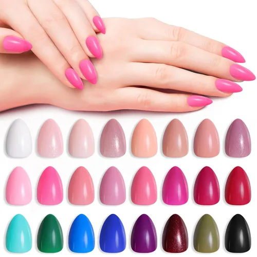 Vista 11 de 576 uñas postizas con forma de ballet de ataúd, uñas postizas acrílicas de cobertura completa, 24 colores con pegamento de uñas de 0.24 onzas