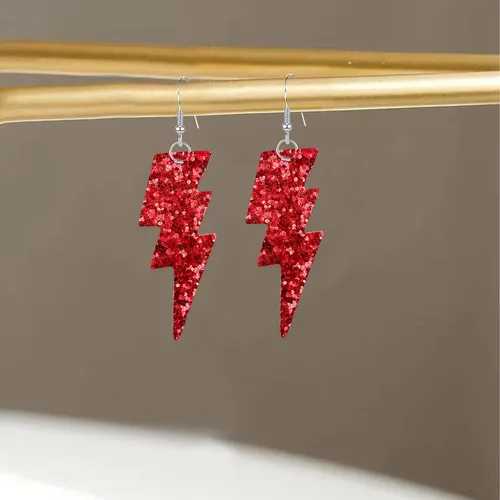 Vista 5 de YUNXI Aretes de lentejuelas de poliuretano de los años 80 para Halloween, aretes de relámpago, retro, ligeros, colgantes para mujeres y niñas