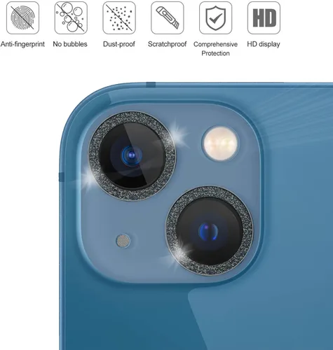 Vista 3 de Zuslab Protector de lente de cámara trasera compatible con Apple iPhone 13/13 Mini, cubierta completa con borde de aleación de aluminio premium