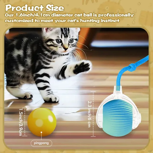 Vista 5 de Pelotas interactivas para gatos de interior, juguetes automáticos mejorados para gatos adultos aburridos en interiores, pelota, Peppy Pet Ball