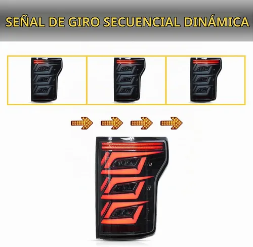 Vista 4 de VLAND Luces Traseras LED Ahumadas Compatibles con [Ford F150 Pickup 2015-2020] con Señales de Giro Rojas, Solo Compatible con las Luces Halógenas