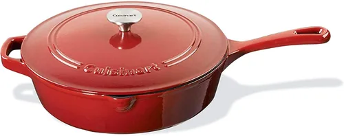 Vista 5 de Cuisinart Freidora de pollo de hierro fundido de 12 pulgadas con tapa, capacidad de 4.5 cuartos de galón, interior esmaltado de porcelana, apta