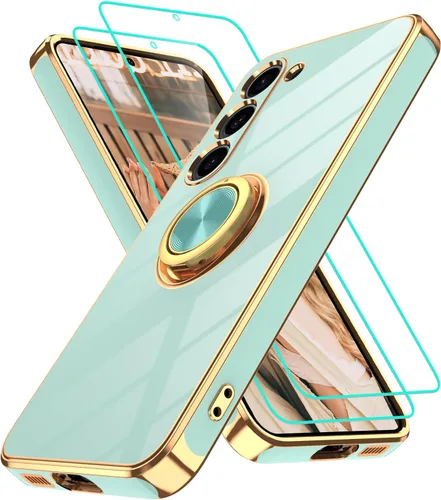 Vista 225 de Funda para Motorola Moto G 5G 2024: Funda Moto G Play 5G 2024 con 2 piezas de protectores de pantalla, soporte de anillo de rotación de 360°