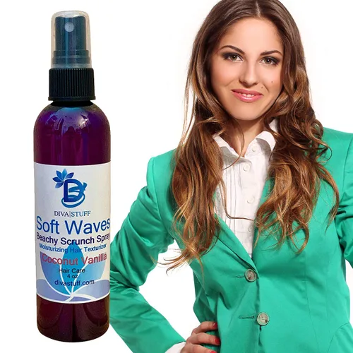Vista 3 de Diva Stuff Soft Waves Beachy Scrunch Spray, Texturizador hidratante para el cabello, vainilla de coco