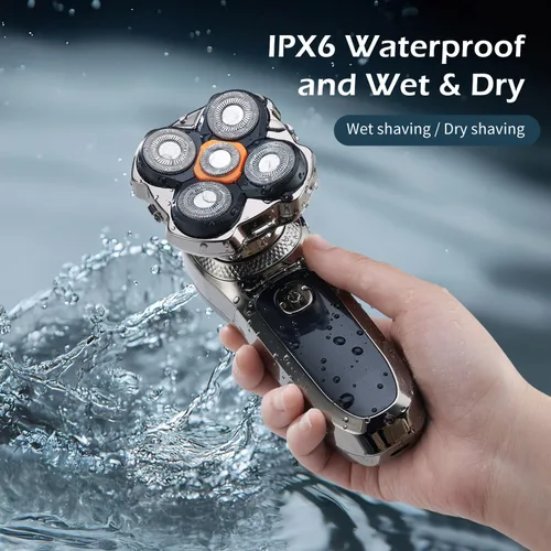 Vista 4 de Afeitadoras de cabeza para hombres calvos, maquinilla de afeitar eléctrica para hombres, IPX7 resistente al agua en húmedo y seco, cuchillas