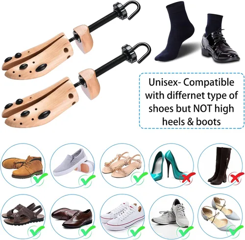 Vista 2 de Ecom City Camillador de zapatos de madera de cedro de 2 vías para ampliar zapatos expansor para hombres y mujeres Madera natural