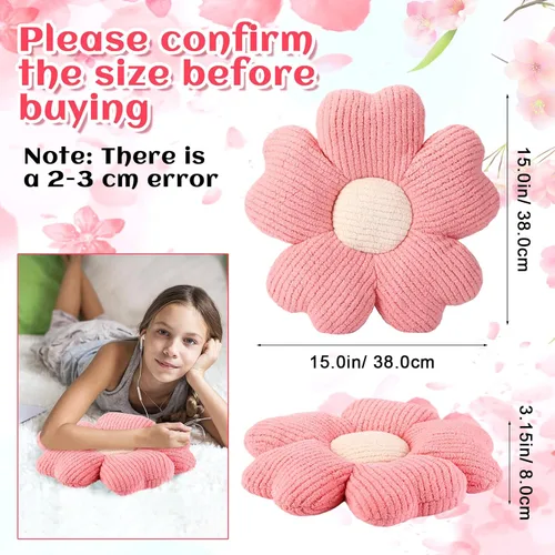 Vista 2 de Drydiet 6 Piezas Almohadas con Forma de Flor Margaritas Almohadas de Piso Cojines de Asiento con Forma de Flor de 15 Pulgadas para Leer Sofá Sillón